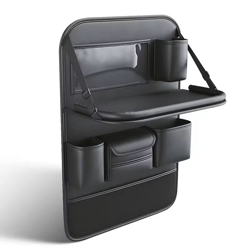 Modern Leather Car Backseat Organizer Foldable Dining Table