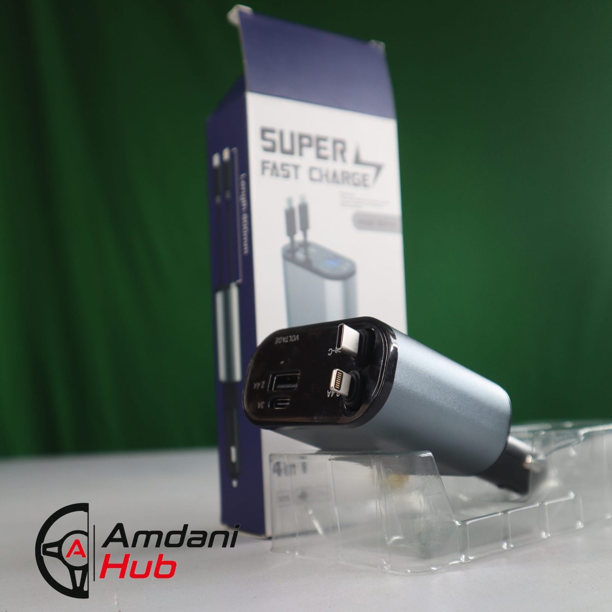 120W Retractable Car Charger 4 in 1 Car Fast Charger
