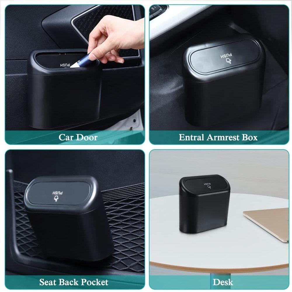 Black ABS Mini Car Trash Bin
